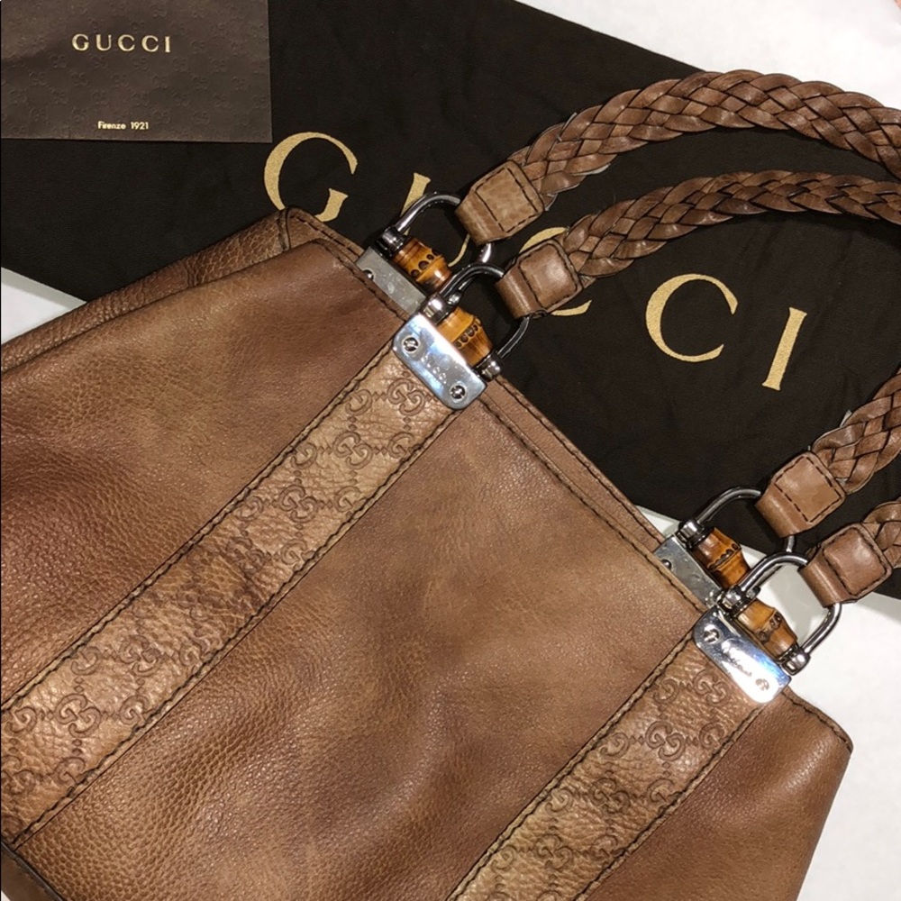 Authentic Gucci brown leather handbag